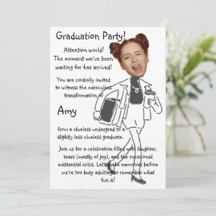 Invitación Cara divertida Fiesta de graduación de fotos úni