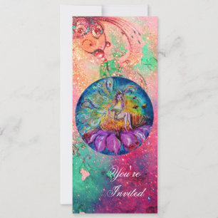 Invitación CARA EN LA NOCHE, chispas rojas azul rosado