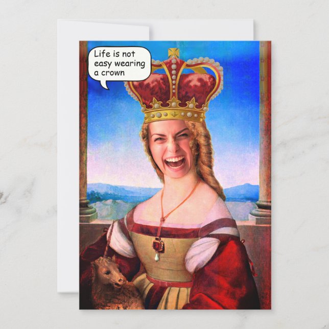 Invitación cara personalizado en una reina con corona (Anverso)