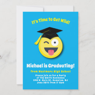Invitación Cara salvaje emoticono Fiesta de graduación linda