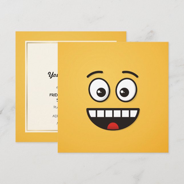 Invitación Cara sonriente con boca abierta (Anverso / Reverso)