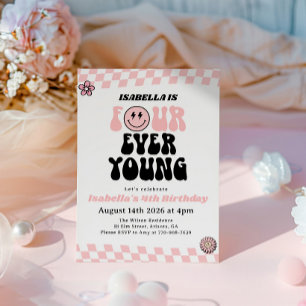 Invitación Cara Sonriente Rosa Chica Genial Cumpleaños 4