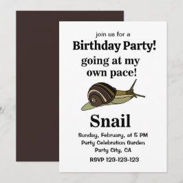 Invitación Caracol En Mi Propia Cara Funny Snail Birday