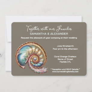 Invitación Caracol iridiscente minimalista boda