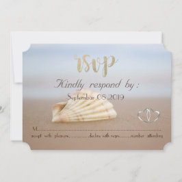 Invitación Caracola de playa, corazones RSVP