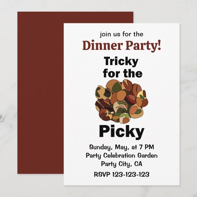 Invitación Caracoles Comida Francesa Difícil Para La Cena Exi (Anverso / Reverso)