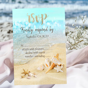 Invitación Caracoles de playa arena boda RSVP  