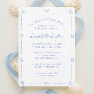 Invitación Caracoles Dibujados a Mano y Campanas de Boda Desp