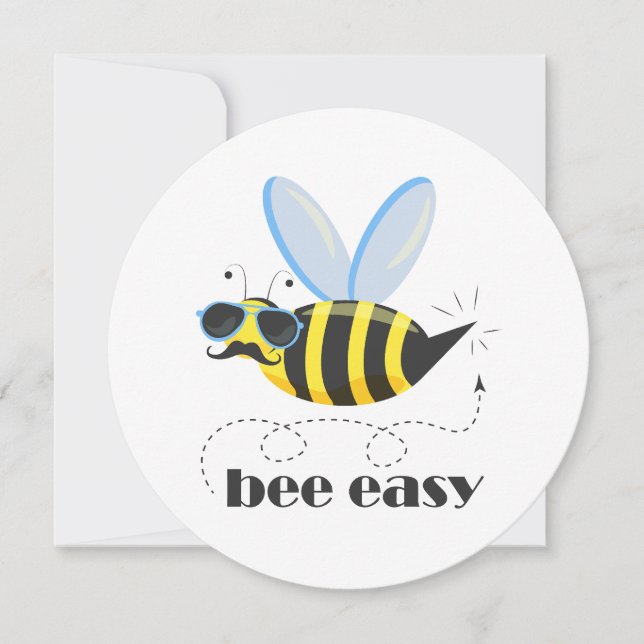 Invitación Carácter de abeja con gafas de sol bigote Bee Fáci (Anverso)