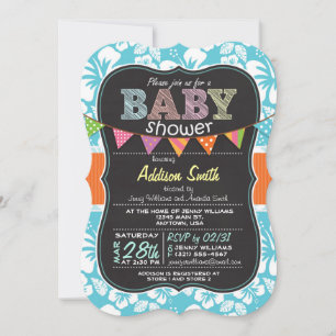 Invitación Carácter de tablero de papel Baby Shower; Azul tro