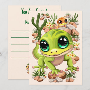 Invitación Caracteres de dibujos animados de Baby Geckos Cute