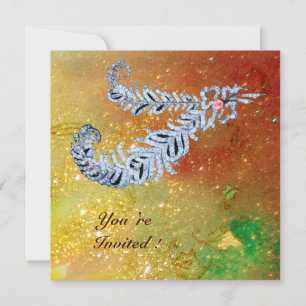 Invitación CARACTERÍSTICAS DE DIAMANTES, chispas doradas de c