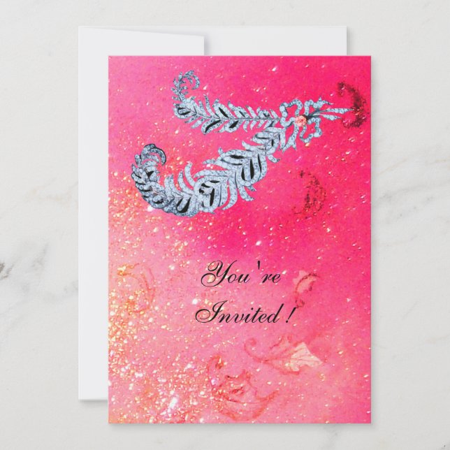 Invitación CARACTERÍSTICAS DE DIAMANTES, chispas rosadas (Anverso)