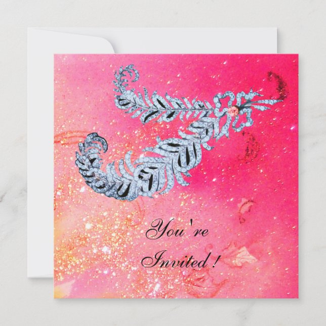 Invitación CARACTERÍSTICAS DE DIAMANTES, chispas rosadas (Anverso)