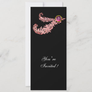 Invitación CARACTERÍSTICAS DE DIAMANTES MONOGRAM, rubí rojo, 