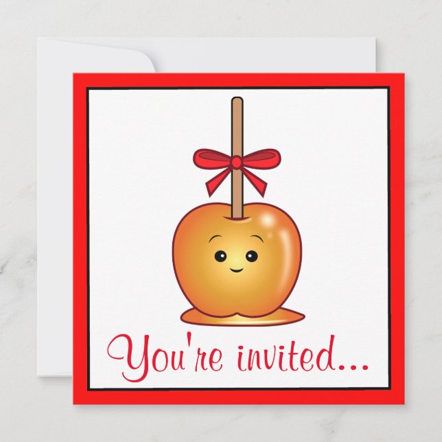 Invitación Caramel Apple con fiesta de cumpleaños de Bow (Anverso)