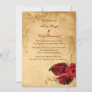 Invitación Caramel Brown y Rosa Boda