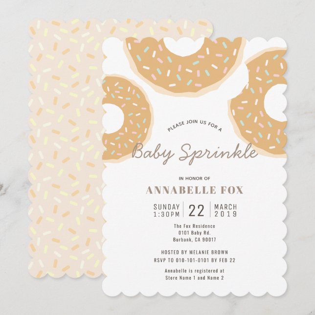 Invitación Caramel Donut Baby Sprinkke Shower (Anverso / Reverso)