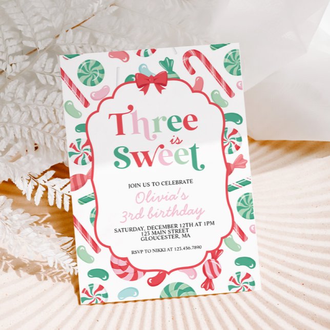 Invitación Caramelo de Navidad Tres es Dulce Cumpleaños 3 (Subido por el creador)