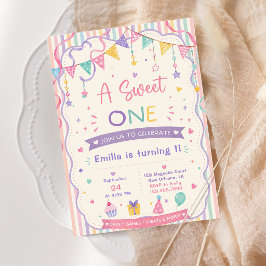 Invitación Caramelo Dulce Uno cumpleaños niña 1