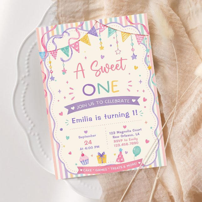 Invitación Caramelo Dulce Uno cumpleaños niña 1 (Subido por el creador)