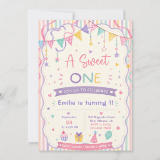 Invitación Caramelo Dulce Uno cumpleaños niña 1