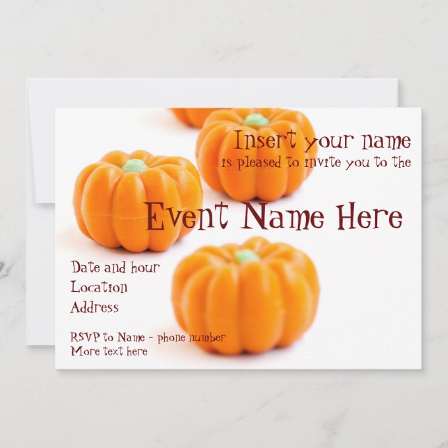 Invitación Caramelos de calabaza de Halloween (Anverso)