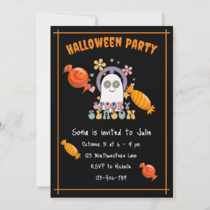 Invitación Caramelos naranja Halloween de temporada espeluzna