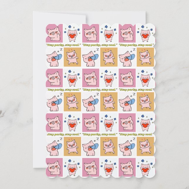 Invitación caras de cita de cerdo (Reverso)