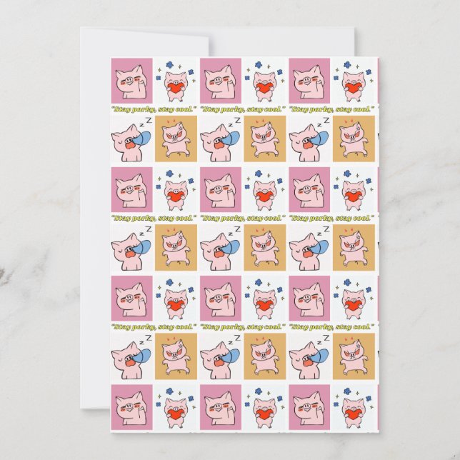 Invitación caras de cita de cerdo (Reverso)