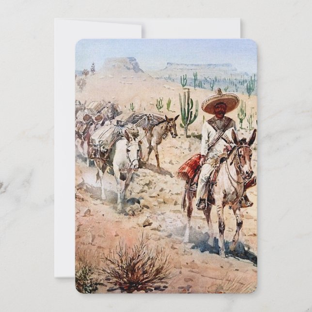 Invitación “Caravana de equipaje de vaquero” de Edward Borein (Anverso)