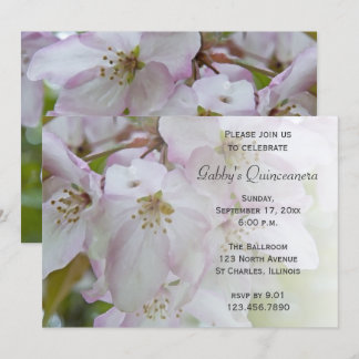 Invitación Cárbaro blanco rosado Flor de manzana Flor Quincea