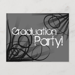 Invitación Carbón de leña, fiesta de graduación blanco y