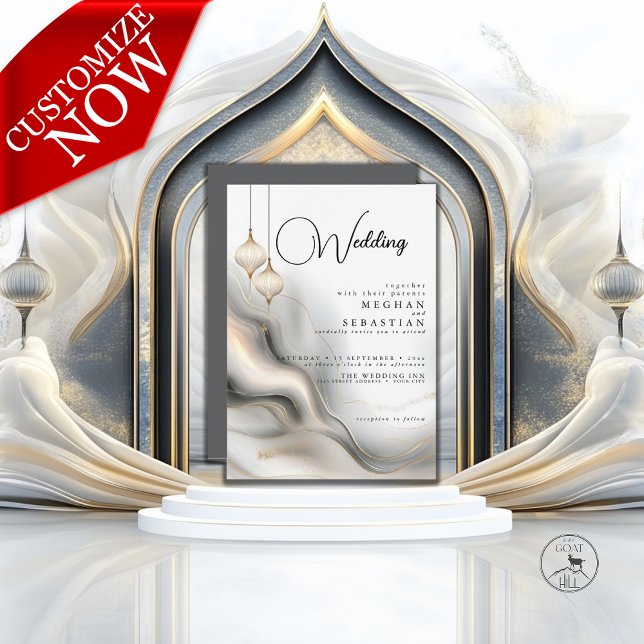 Invitación Carbón de oro exótico Flair árabe (Subido por el creador)