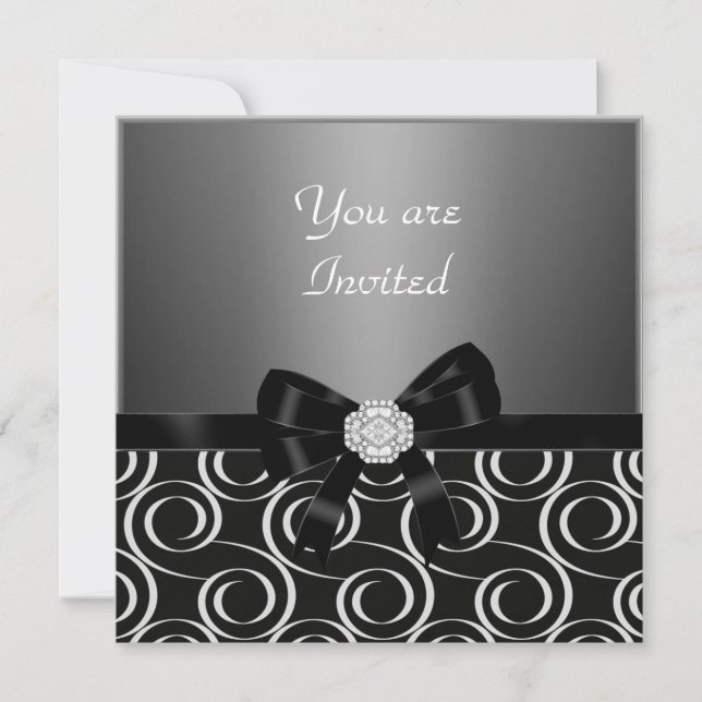 Invitación carbón Elegante cumpleaños   Fiesta (Anverso)