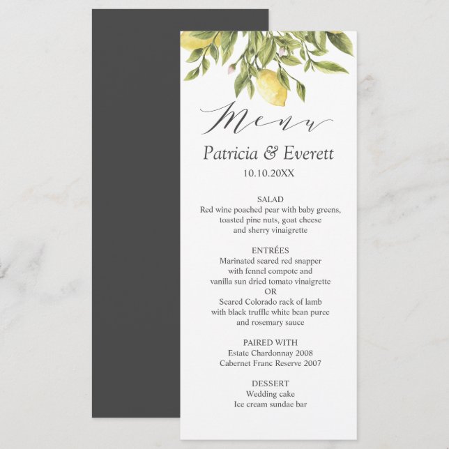 Invitación Carbón | Lemons y deja Boda de moda Boho (Anverso / Reverso)