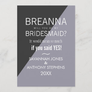 Invitación Carbón Lilac Grey Dos Bridesmaids Invita