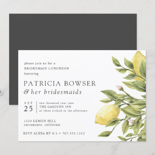 Invitación Carbón limones y hojas Bridesmaid Luncheon