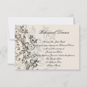 Invitación Carbón marfil Boda ensayo cena