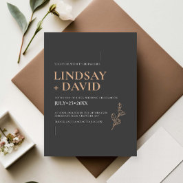 Invitación Carbón Minimalista moderno y blanco