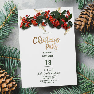 Invitación Cárboras de oro verde rojo dejan Navidades de invi