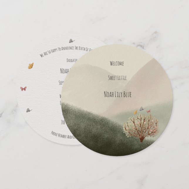 Invitación Card (Circle) - Birth Announcement (Anverso / Reverso)