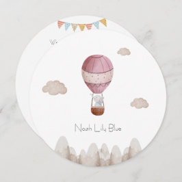Invitación Card (Circle) - Birth Announcement Elephant