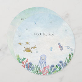 Invitación Card (Circle) - Birth Announcement Ocean