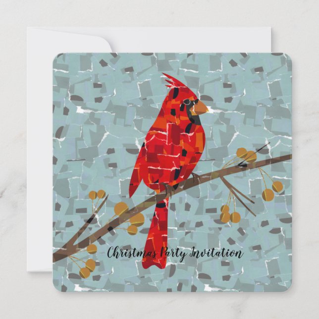 Invitación Cardenal Rojo, el pájaro de los Navidades (Anverso)