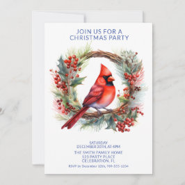 Invitación Cardenal Wreath con Fiesta de fuente azul