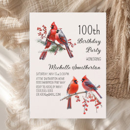 Invitación Cardenales Nieve Aves de Invierno 100 años