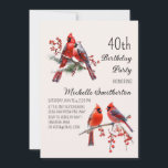 Invitación Cardenales Nieve Aves de Invierno 40 cumpleaños<br><div class="desc">Hermosos cardenales rojos en una nevada invitación a la fiesta de cumpleaños 40. Contáctame para obtener ayuda con tus personalizaciones o para solicitar productos adicionales de correspondencias o coordinación de Zazzle para tu celebración.</div>