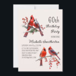 Invitación Cardenales Nieve Aves de Invierno 60 cumpleaños<br><div class="desc">Hermosos cardenales rojos en una nevada invitación a la fiesta de cumpleaños número 60. Contáctame para obtener ayuda con tus personalizaciones o para solicitar productos adicionales de correspondencias o coordinación de Zazzle para tu celebración.</div>