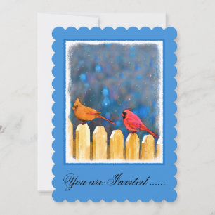 Invitación Cardenales sobre la pintura de la cerca - Arte ori